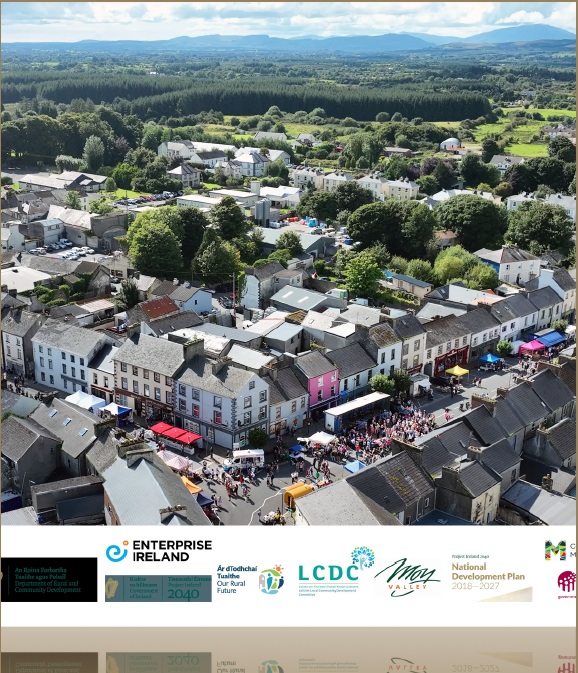 Swinford ariel view with sponsor logos